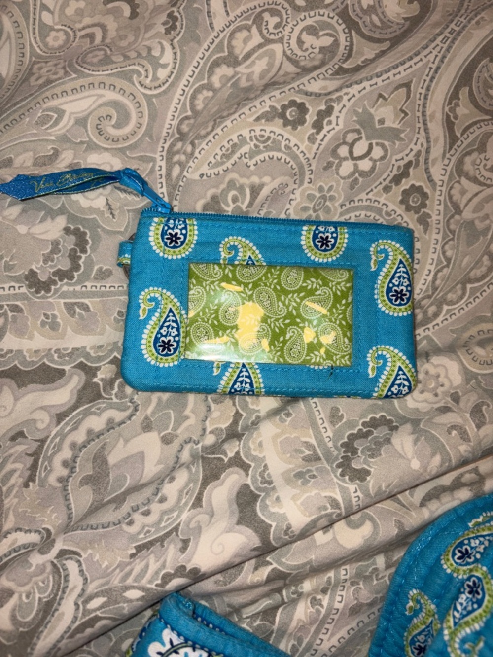 Retired Vera Bradley Bermuda Blue Quilted Tote Bag with Matching ID Holder - Picture 3 of 8